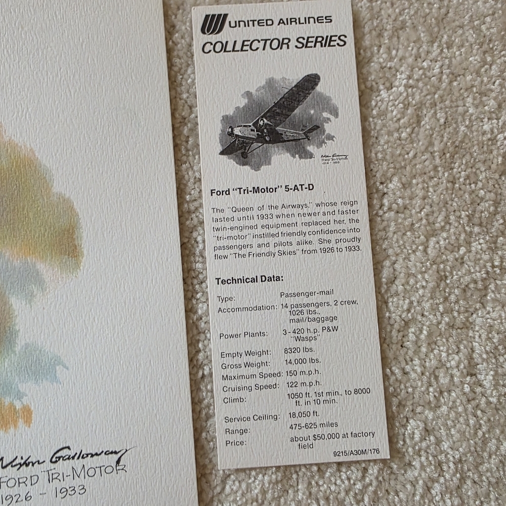 UNITED AIRLINES Lot Of 22 Vintage Aircraft Art Prints By Nixon Galloway - Picture 12 of 15